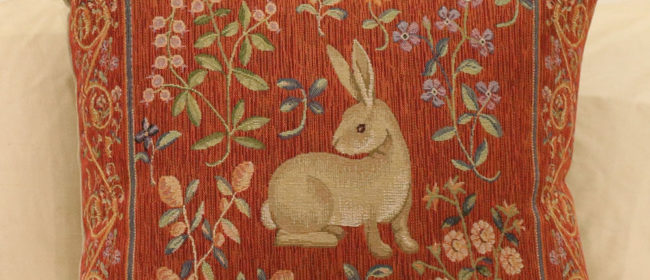 Tapestry Cushion – Medieval Rabbit