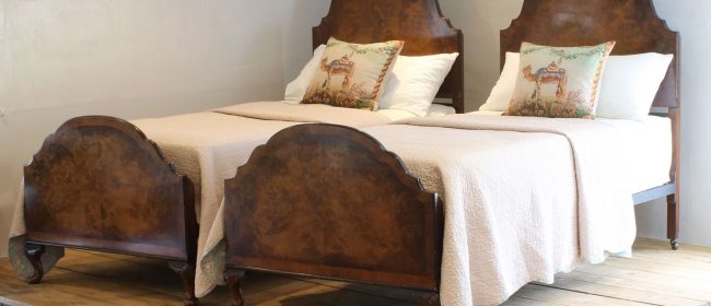 Matching Pair of Single Walnut Antique Beds WP34