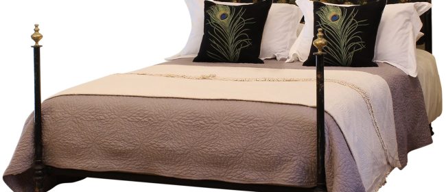 Ebony Painted Mother of Pearl Antique Bed WK162