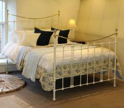 King size cream antique bed