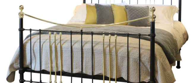Black Brass And Iron Antique Bed, Cast Iron Super King Size Bed