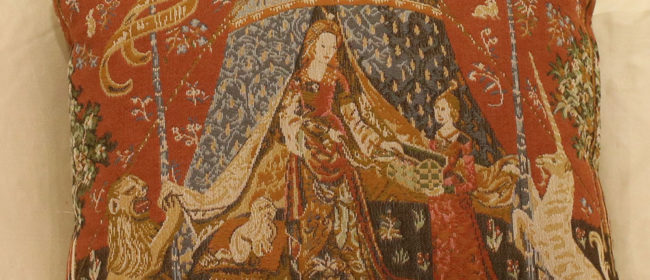 Tapestry Cushion – Lady with the Tent