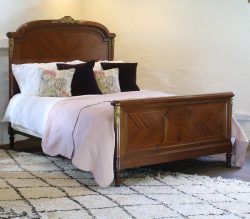 5ft-Mahogany-with-Fruitwood-Inlay-Antique-Bed-MK135
