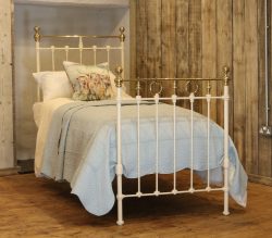 Cream-Straight-Top-Rail-Single-Antique-Bed-WIth-Brass-Hoops-And-Twists-MS51